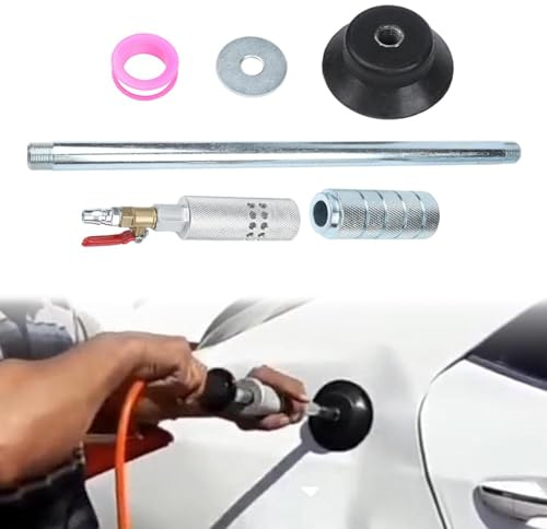 Gettimore Set di estrattori pneumatici per riparazione carrozzeria auto, con ventosa e martello scorrevole, costruzione in lamiera, 47 x 17 x 5 cm