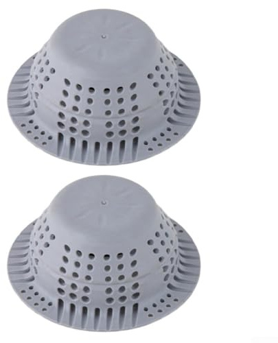 Protezione per scarico pieghevole in silicone per docce e lavelli, filtro per scarico a pavimento, adatto per scarichi piatti e piatti, grigio (113 (2 pezzi)