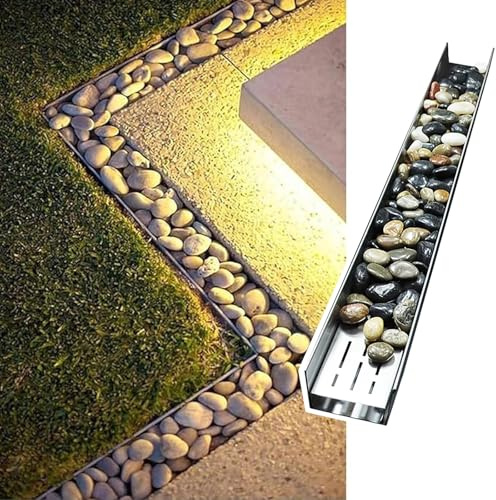 JUCCJUXIN Canaletta Scolo Acqua Piovana Canale di Scarico Stretto in Acciaio Inossidabile 304, Filtri Lineari Grondaie Drenaggio della Trincea for Terrazza da Giardino(H4*W6.5CM/H1.57*W2.56IN)