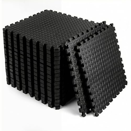 18 Pack Interlocking Foam Mats – Gym Flooring for Home Gym, Foam Floor Tiles EVA Puzzle Rubber Mat, Treadmill Mat Floor Protector & Garage Floor Tiles for Exercise Equipment