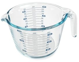 Visario Messbecher Glas 1000 ml – Dickwandiges Borosilikatglas mit ml-Skala | Robuster Glasmessbecher | BPA-frei | Hitzebeständig | Mikrowelle, Ofen & Spülmaschine geeignet | Backen & Kochen
