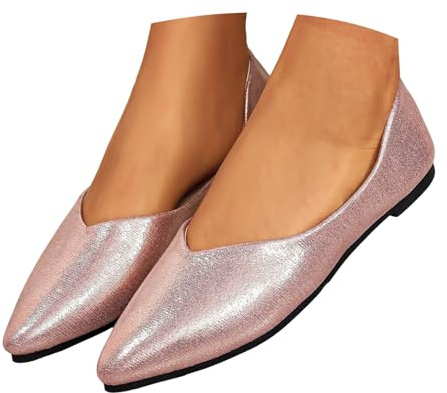 VBEDKDEB Ballerine da donna, comode scarpe estive da donna, con punta a punta, finitura lucida, comoda suola morbida, tacco basso e apertura piatta. Scarpe basse, Colore: rosso, 37 EU