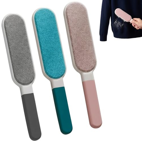 3 Stück Doppelseitige Fusselbürste, Wiederverwendbar Kleiderbürste & Veloursbürste - Good Grips Flusenbürste für Kleidung, Polstermöbel, Autositzbezüge, Decken und Tierhaare