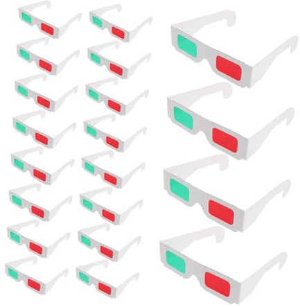 Occhiali 3d di Carta 20 Pezzi, Plastico Carta, Verde e Rosso | Attività Scolastiche e Visione Foto 3d, Custodia Protettiva, Adatti a Ragazzo Ragazza e Adulti