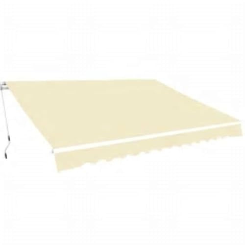 Ordellia Tenda da sole con braccio articolato, 600 cm, bianco crema, con telaio in alluminio e tessuto in poliestere rivestito in poliuretano, estensibile con manovella, impermeabile e resistente ai