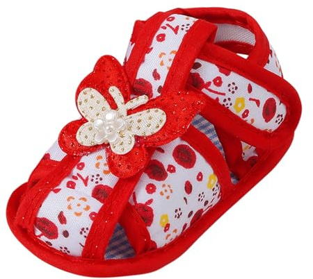 Baby Learning to Walk Sandals Spring Summer Autumn Shoes 0 1 Year Old Baby Single Shoes Cute Bow Soft Sole Newborn Baby Casual Learning to Walk Shoes 4 6 (Red, 3.5 Infant)