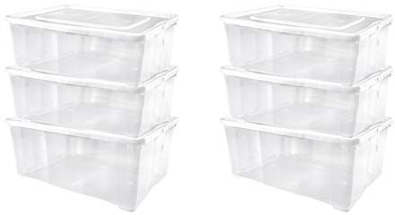 Alpfa Schuhboxen 6er Set, 5,0 Liter, transparent mit Deckel | stapelbar, 33x20x11 cm
