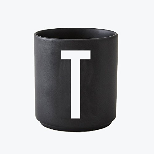 Design Letters - Becher - Buchstabentasse - Buchstabe: T - Porzellan - Schwarz - Arne Jacobsen
