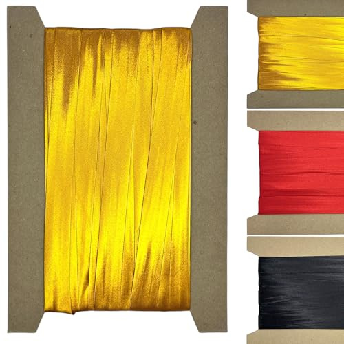 Roban Fashion 10m Satin Schrägband zum Nähen gefalzt 30mm breit Sonnengelb