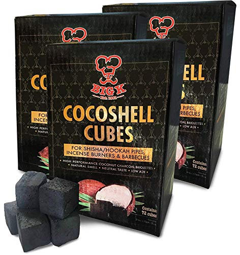 Boîte de briquettes de Charbon de Bois de cocoshell pour canalisas à narguilé, brûleurs d'encens et barbecues 1 kg Noir