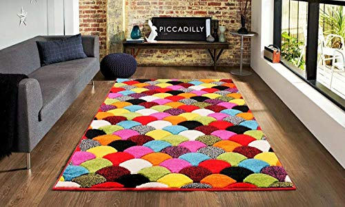 ZASH London Multi-Colored Geometric Design Area Rugs Thick Soft Bedroom Carpet Long Hallway Runner Mat (Scales, 80x150 cm)