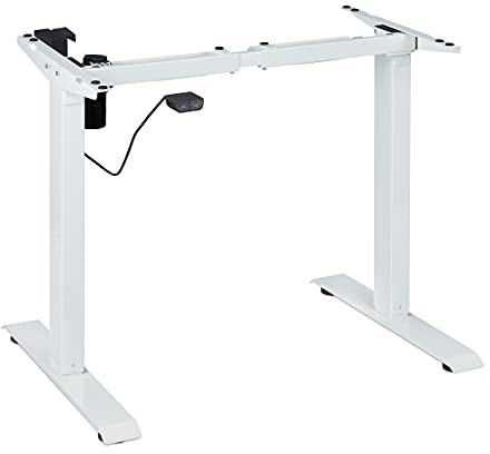 Relaxdays Telaio per Scrivania Regolabile in Altezza, Elettrico, da 71-121 cm, Struttura Tavolo, Bianco, Acciaio, 1 pz