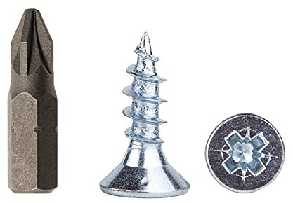 (Pack of 200 pcs) Zinc Plated Steel 5.0 x 16 mm Wood Screws, Chipboard Screws, Universal Pozi-Drive Screw, PZ Fully Threaded, Pozidriv Countersunk Head (200, 5.0 x 16 mm)