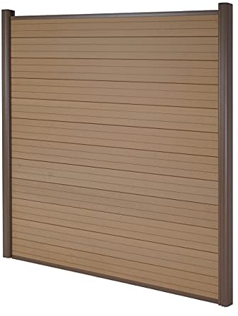 Mendler WPC-Sichtschutz Sarthe Basiselement1,90m - Teak | Windschutz Zaun, Alu-Pfosten