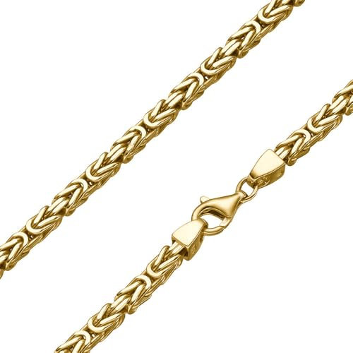 SchmuckForever Vergoldete 4mm Königskette 925 Silber massiv - Länge Wählbar - Gold Vergoldet - Collier Halskette oder Armband (21)