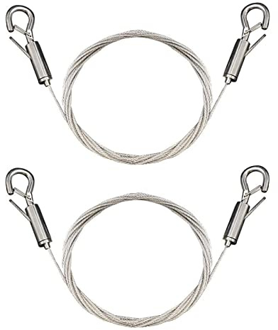 Picture Hanging Wire, Adjustable Hanging Wires Kit Mirror Frame Kit 2pcs 2m x1.5mm Hook Heavy Duty Stainless Steel Wire Rope Hook Wall Mount Wire for Mirror, Picture Frame, Light Hold Up to 24kg