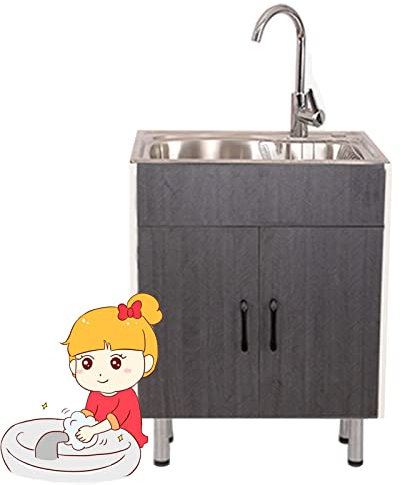 Küchenspüle edelstahl 1 Becken,spülenschrank mit spüle und armatur,spülbecken edelstahl Handwaschbecken,Outdoor Indoor Utility Spüle für Garage, Catering,Restaurant,Camping,Waschküche ( Color : Black