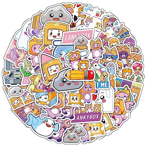 OBLRXM Lankybox Stickers, 120PCS Lankybox Cute Catoon Waterproof Vinyl Anime Stickers for Water Bottle Cartoon Stickers Laptop Car Scrapbook Phone Skateboard Computer for Skateboard