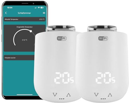 Eurotronic Comet WiFi Heizkörperthermostat Set - Smart Home Heizungssteuerung für 2 Heizkörper inkl. gratis App und Ventil-Adapter-Gutschein | Kompatibel mit jedem WLAN Router (2,4 GHz)