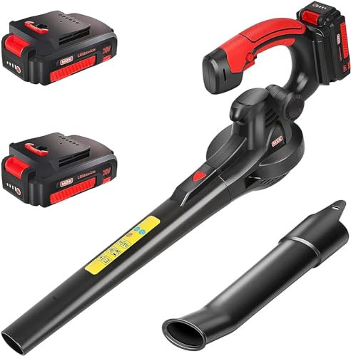 MZK Cordless Leaf Blower, 20V Battery Powered Leaf Blower Cordless for Lawn Care, Electric Lightweight(3LB) for Blowing Leaves, Patio Cleaning, Lawn Care and Dust(2 * 2Ah Battery & Charger)