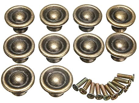UNbit Maniglie for porte della cucina, pomello, maniglione, pomello rotondo bronzato antico 10 pezzi pomello rotondo for mobili da 27 mm vintage pomelli for cassetti retrò con viti for cassettiera, 27