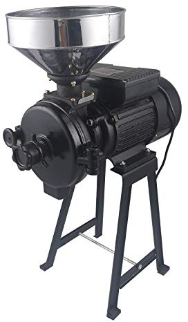 SICHENSH 2200W Elektrisch Schrotmühle, 1400r / min Getreidemühle Kaffemühle Nussmühle mit Trichter, GetreidemüHle Elektrisch Kann zum Mahlen von Mais, Weizen oder Kaffee verwendet werden (Schwarz)