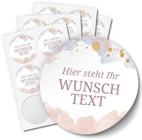 Einladungskarten Manufaktur Hamburg 24 PERSONALISIERTE Aufkleber mit Wunschtext individualisiert anpassbar Namen Datum Etiketten rund 4cm, rosa Aquarell