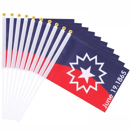 FOIMAS Lot de 20 petits drapeaux du 19 juin pour décorations de fête afro-américaines - Rouge, bleu, blanc