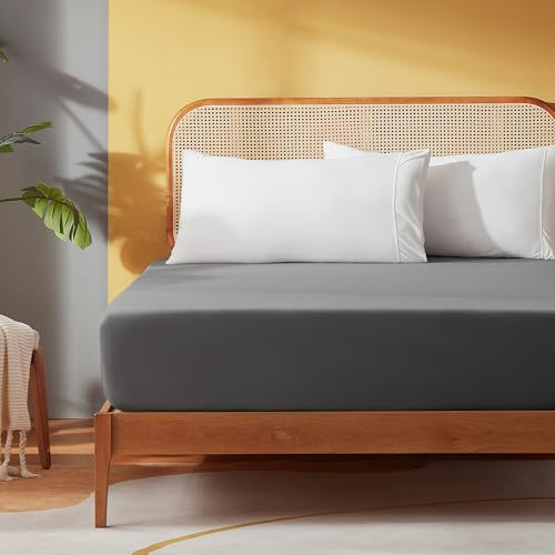 Sonive Lenzuolo con angoli elasticizzati, da 90 x 200 cm, traspirante, in jersey di poliestere spazzolato, con angoli profondi 30 cm, di colore grigio chiaro