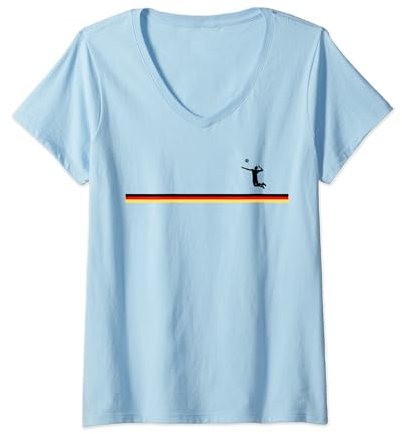 Damen Volleyball Beachvolleyball Frauen Damen Deutschland Outfit T-Shirt mit V-Ausschnitt
