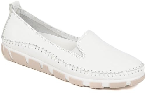 Pavers Womens Slip-On Leather Pumps White Size 6