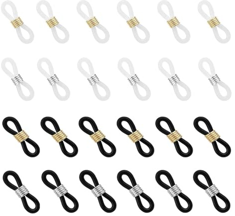 Comforty 100 Stück Antirutsch Brillenketten Enden,Brillenkette Verbindung, Silikon Brillenverbinder, Gummi Brillenkettenverbinder, Silikon Brillenband Anschlüsse, Weiß Schwarz