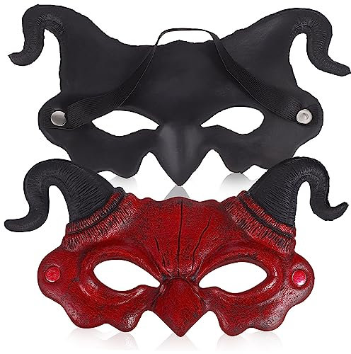 CIYODO Teufelsmaske Mit Hörnern Realistische Gruselige 3d-maske Für Halloween-maskenball Beinhaltet Verstellbares Gummiband