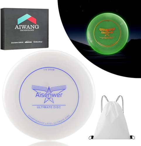 175 g Frisbee Phosphorescent, Frisbee Ultime, Frisbee Professionnel Spin, Outdoor Frisbee, Adapté Aux Joueurs Occasionnels Et Aux Professionnels (Sac De Rangement De Transport) – Blanc
