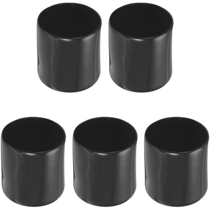 Rebower 5 Stück PVC Endkappen, 37mm ID Abdeckkappen, Rund PVC Stopfen, Schutzkappen für Schrauben, Gewindebolzen, Möbelfüße, Zaunpfosten, Drahtseile, Rohr, Schwarz