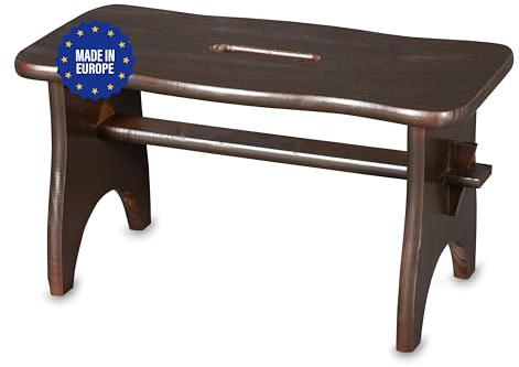 Pinus Holz Hocker 38x18x21 cm Tritthocker Braun Farbe | Natur Kiefernholz, stabiler Stand, Fußbank und Tritt, Flur Bad Kinderzimmer, Pflanzenhocker