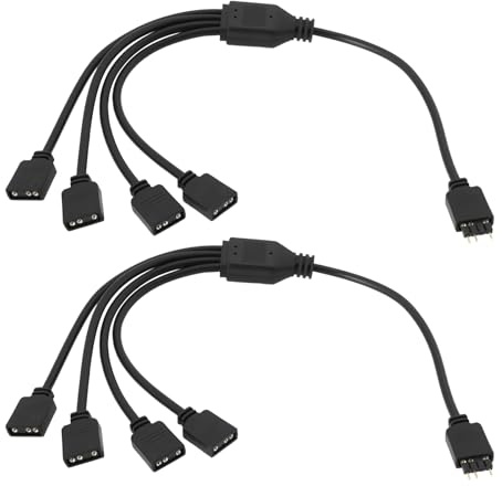 eMagTech 2-teiliges Kabel ARGB 3Pin 1 auf 4 Buchse auf Stecker Splitterkabel für Wasserkühlung Kühler Computergehäuse CPU Kühler Gehäuselüfter 5V 33cm