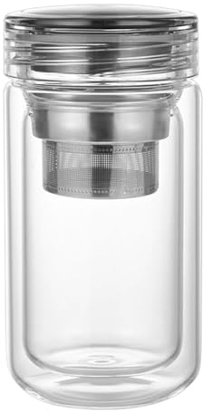 Bouteille d'eau en verre - Jar maçon à la bouche large étanche à l'air | Tasses de thé en verre | Tasse de thé en avec infuseur | Tasse de fuite | Tasse de grande capacité résistante à la chaleu