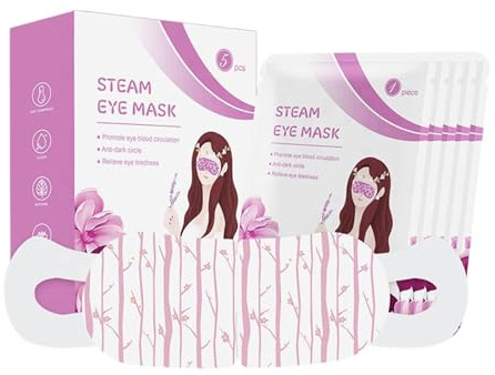Dampf-Augenmasken für trockene Augen, 5 Packungen warme beheizte Augenkompressen, beruhigende Masken für Schlaf, entspannende feuchte bei Müdigkeit, Reise-Rasthilfe für Frauen Männer