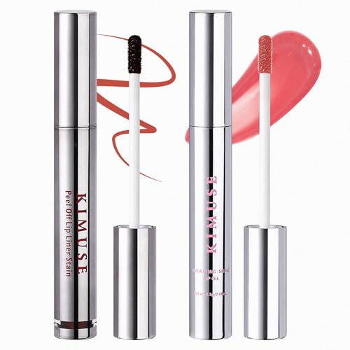 KIMUSE Duo Lèvres Teinture Peel Off Waterproof et Huile Hydratante | Couleur Sans Transfert du Matin au Soir, Huile Non Collante Vitamine E et Jojoba, Idée Cadeau pour les Fêtes
