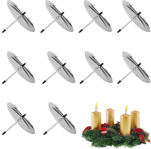 CHENYU 10 Stück Kerzenhalter Stumpenkerzen 6 cm / 2.36 in | Adventskranz Kerzenhalter Aktivität Metall Kerzenteller für Weihnachtsdekorationen und Party Event Dekoration (Silber)