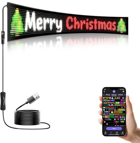 LED Sign - APP Control DIY Programmable Custom Sign Waterproof Flexible USB 5V 2A LED Open Sign Scrolling&Stationary Display for Window Ads,Parties Weddings Store Bar Hotel NEMGOME