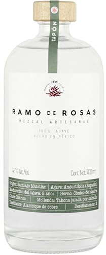 Ramo de Rosas Espadín Capón Mezcal – 70cl Bottle | 8-Year-Old Matured Agave | Artisanal Mezcal from Oaxaca, Mexico | Smooth, Sweet & Smoky | Small Batch, Ideal for Sipping or Gifting