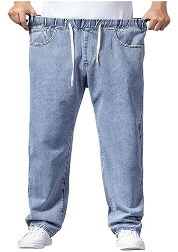 Generisch Jeanshose Herren Stretch Mit Gummizug, Jeanshosen Herren Grosse Grössen, Denimhose Elastische Taille Stretchjeans College Freizeithose Einfarbig Stoffhose Klassischer Lässig Sporthose