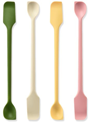 4PCS Silicone Spatula Set – Dual-Sided,Mini Spatula, Heat Resistant, Non-Stick Scrapers for Baking & Cooking – Mini Flexible Tools for Mixing, Jars, Cake Decorating – Colorful Kitchen Utensils