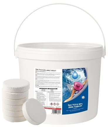 5 Kg Stabilised Chlorine Tablets 25 x 200g Slow Release Large Dispenser Tablets for Hot Tubs, Swimming Pools, Spas, Paddling Pool Water Cleaning and Sanitising