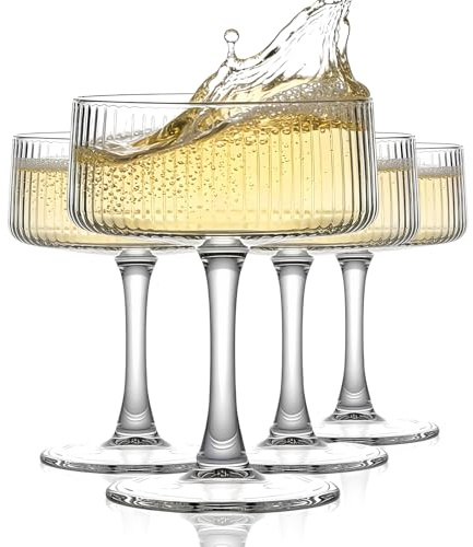 KIXINY Martini Glasses Set of 4, 260ml Margarita Glasses,Cocktail Glasses for Cosmopolitan, Manhattan, Gimlet, Home Bar, Cocktail Party, Martini Glassware Gift Set
