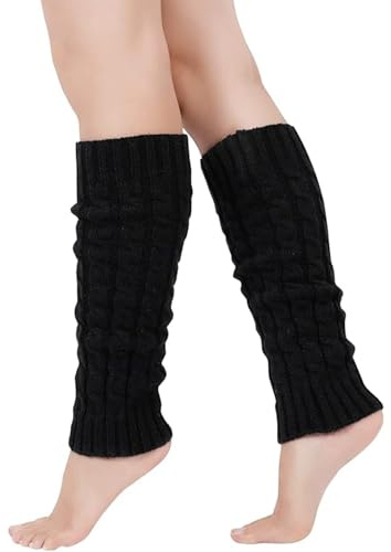 BOGCLEE 1 Paires Jambière Femmes, ambières Tricotées Automne et Hiver, Chaussettes Longues Tendance Pour Femme, Noir