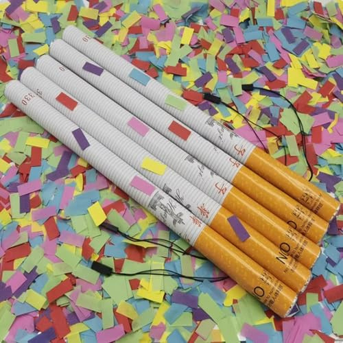 Konfettikanone, 25 Stück, elektrisch, 80 cm, mehrfarbig, biologisch abbaubar, für Feiern, Geburtstage, Weihnachten. (Zigarettenfarben)