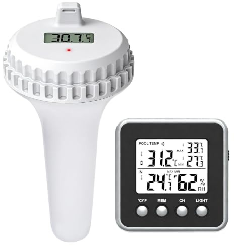 VEGOATY Funk Poolthermometer: Digital Wassertemperaturmesser Pool mit Digitalem Sensor, Einfache Installation Funk Thermometer Pool für Schwimmbad, Badewanne, Teich und Aquarium